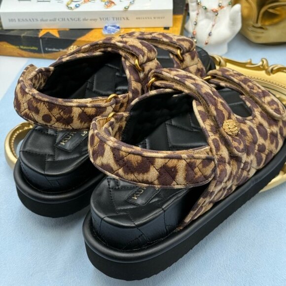 🆕 KURT GEIGER LONDON 🧿 NWOB Orson Leopard Suede EagleHead Dad Sandal Sz 8.5 - Picture 10 of 15